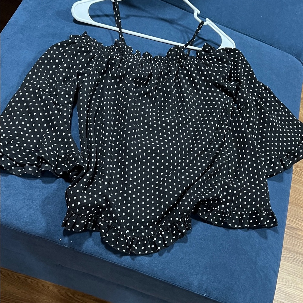 Elegant Black and White Polka Dot Blouse